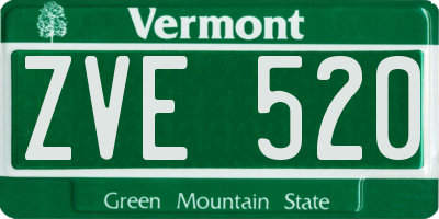 VT license plate ZVE520