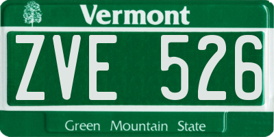 VT license plate ZVE526