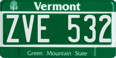 VT license plate ZVE532