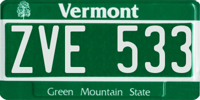 VT license plate ZVE533