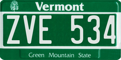 VT license plate ZVE534