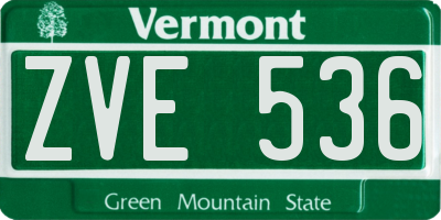 VT license plate ZVE536