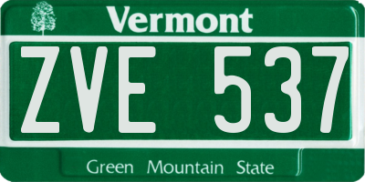 VT license plate ZVE537