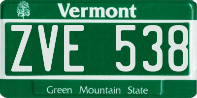 VT license plate ZVE538