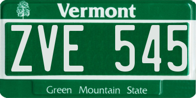 VT license plate ZVE545