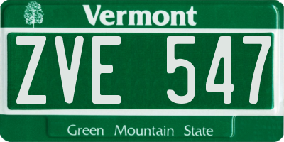 VT license plate ZVE547