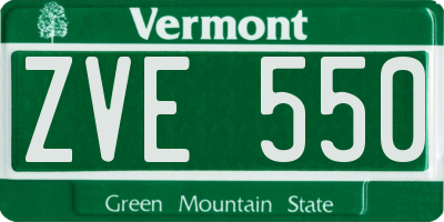 VT license plate ZVE550