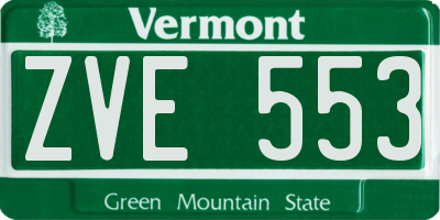 VT license plate ZVE553