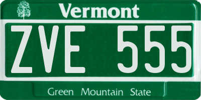 VT license plate ZVE555