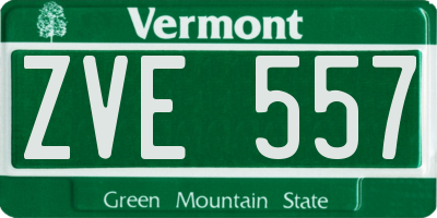 VT license plate ZVE557