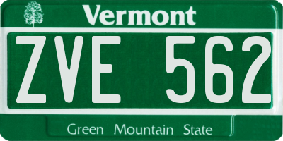 VT license plate ZVE562