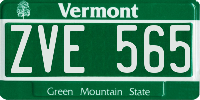 VT license plate ZVE565