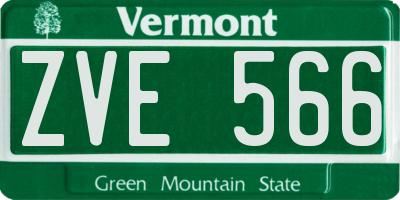 VT license plate ZVE566