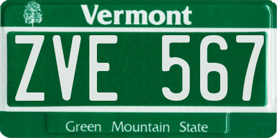 VT license plate ZVE567