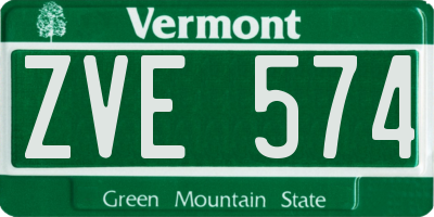 VT license plate ZVE574
