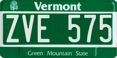 VT license plate ZVE575