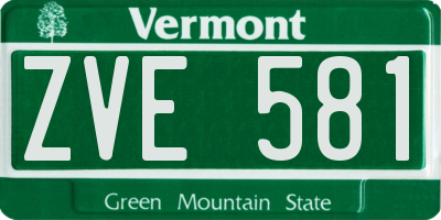 VT license plate ZVE581