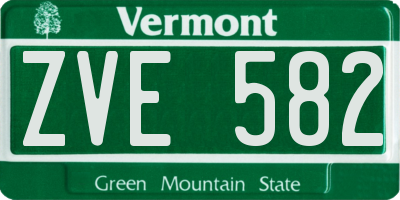 VT license plate ZVE582