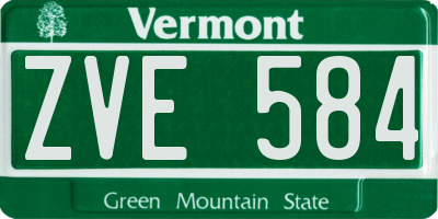 VT license plate ZVE584