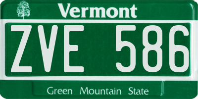 VT license plate ZVE586