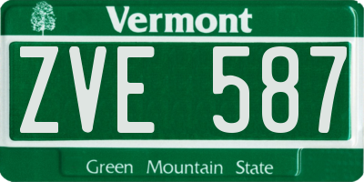 VT license plate ZVE587