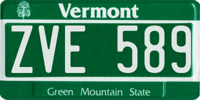 VT license plate ZVE589