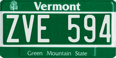 VT license plate ZVE594