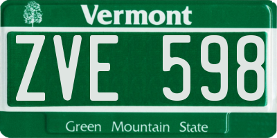 VT license plate ZVE598