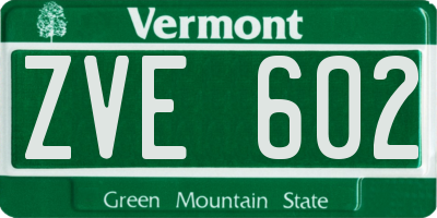 VT license plate ZVE602