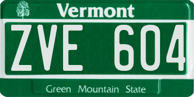 VT license plate ZVE604
