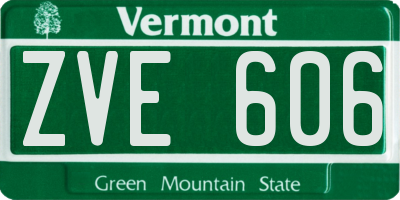 VT license plate ZVE606