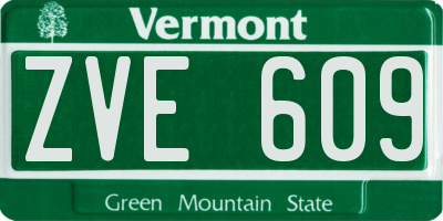 VT license plate ZVE609