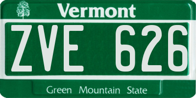 VT license plate ZVE626
