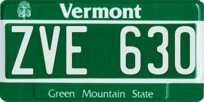 VT license plate ZVE630