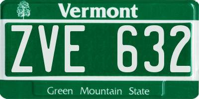 VT license plate ZVE632