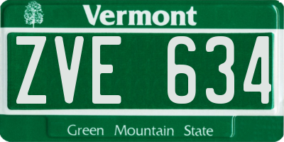 VT license plate ZVE634