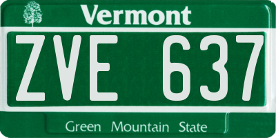 VT license plate ZVE637