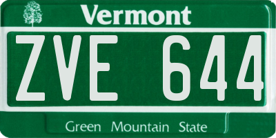 VT license plate ZVE644