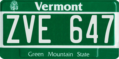 VT license plate ZVE647