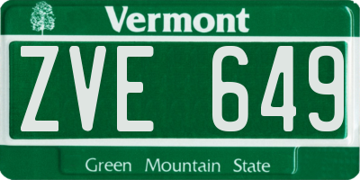 VT license plate ZVE649