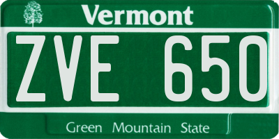 VT license plate ZVE650