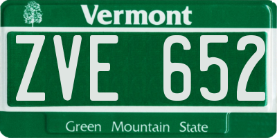 VT license plate ZVE652
