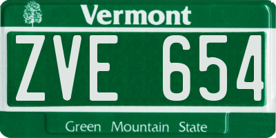 VT license plate ZVE654