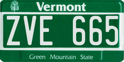 VT license plate ZVE665