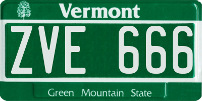 VT license plate ZVE666
