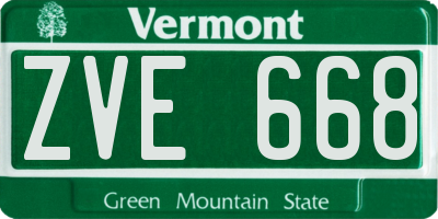 VT license plate ZVE668