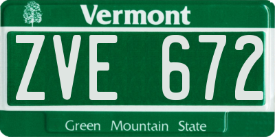 VT license plate ZVE672