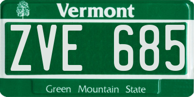 VT license plate ZVE685