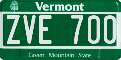 VT license plate ZVE700