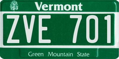 VT license plate ZVE701